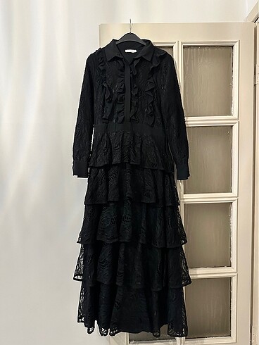 40 Beden siyah Renk Kat kat elbise