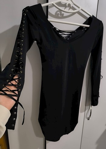 Dantel Detaylı Siyah Gotik Midi Elbise - Görsel 2