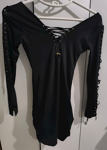 Dantel Detaylı Siyah Gotik Midi Elbise - Görsel 3