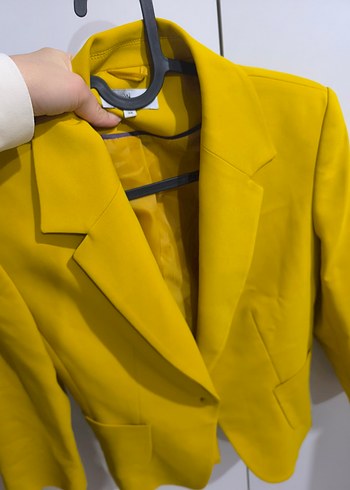 Sarı Düğmeli Kadın Blazer Ceket - Görsel 4