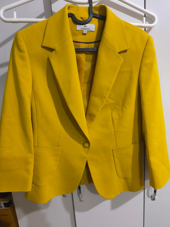 Sarı Düğmeli Kadın Blazer Ceket - Görsel 2