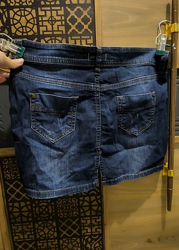 Renkli Bağlamalı Mini Kot Etek - Görsel 2