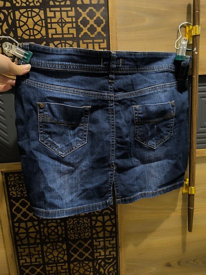 Renkli Bağlamalı Mini Kot Etek - Görsel 2