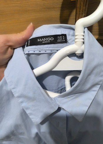 Mavi Pamuklu Düğmeli Uzun Kollu Kadın Gömlek - Görsel 2