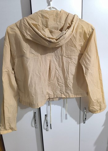 Bej Kadın Midi Boy Fermuarlı Ceket yağmurluk - Görsel 2