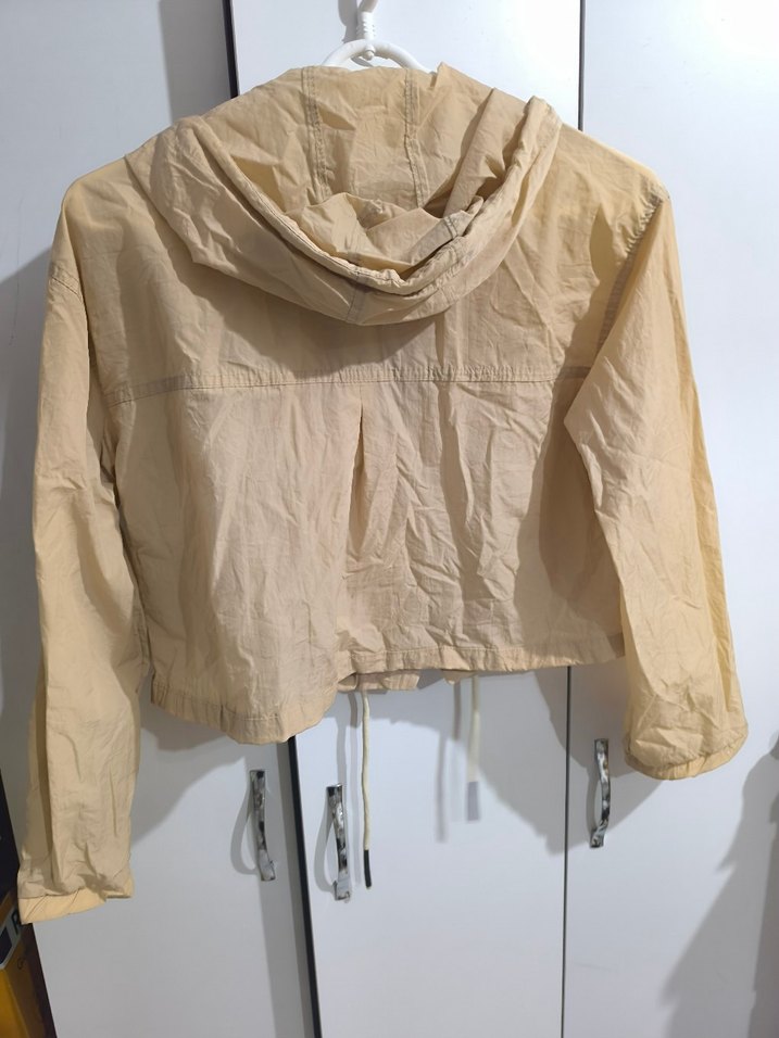 Bej Kadın Midi Boy Fermuarlı Ceket yağmurluk - Görsel 2