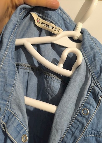 Düğmeli Uzun Kollu Denim Kadın Gömlek - Görsel 2