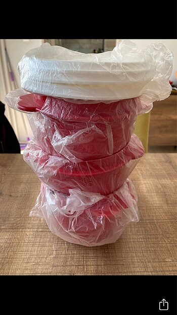  Beden pembe Renk Tupperware 3lü Saklama Kabı