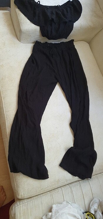 Diğer Organik kumaştan crop pantolon takım