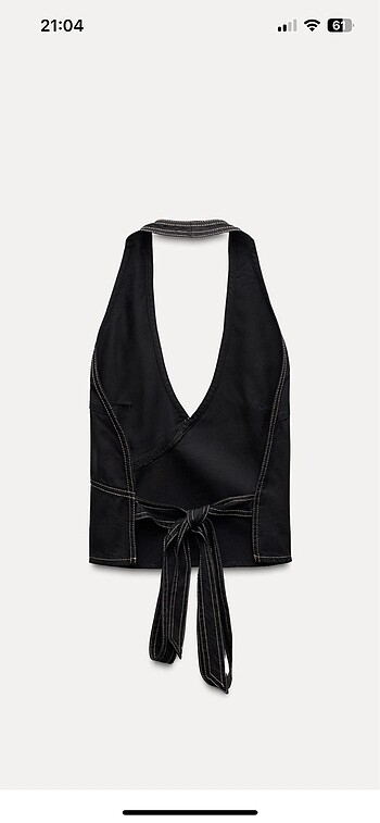 Zara Zara trf dikiş detaylı denim halter top