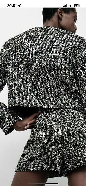 xl Beden gri Renk Zara dokulu crop blazer ceket tüvit