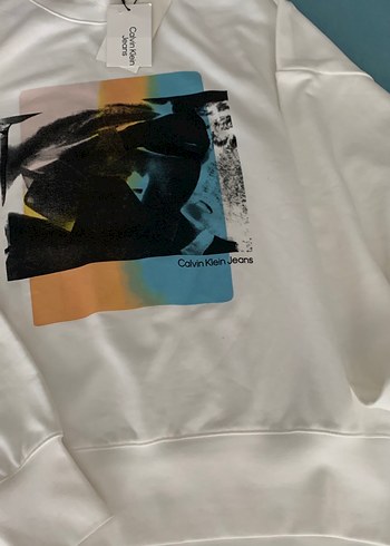 Calvin Klein Erkek Beyaz Baskılı Sweatshirt - Görsel 4