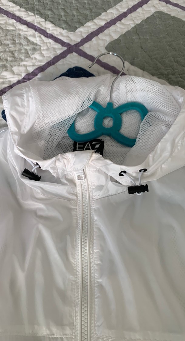 Beyaz erkek Spor yağmurluk rüzgarlık , Fermuarlı, Rahat Kesim - Görsel 3