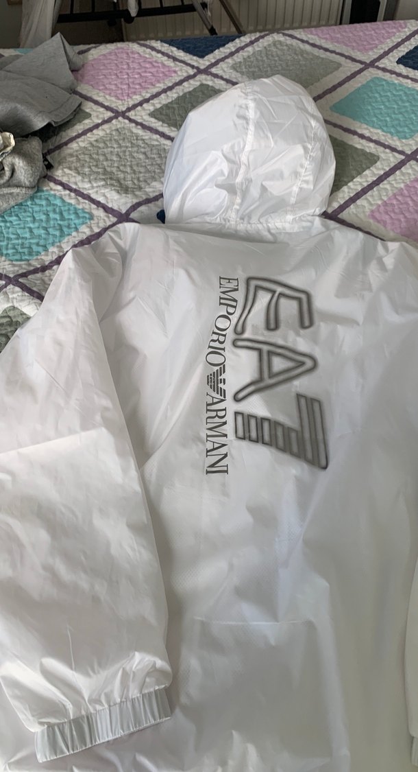 Beyaz erkek Spor yağmurluk rüzgarlık , Fermuarlı, Rahat Kesim - Görsel 4