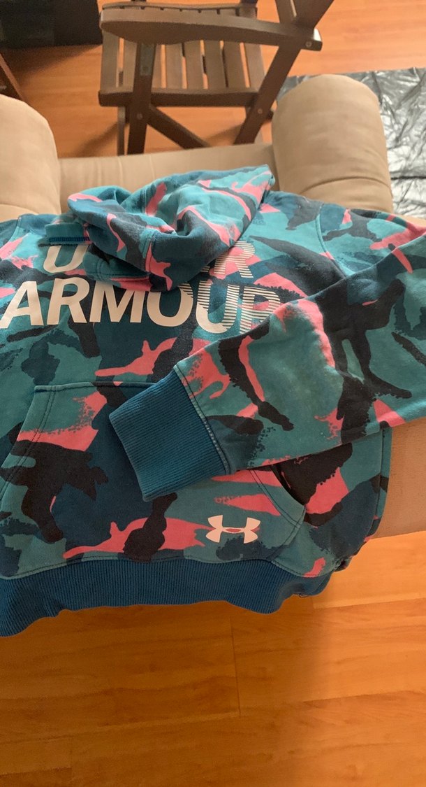 Turkuaz Kamuflaj Kapüşonlu Sweatshirt - Görsel 2