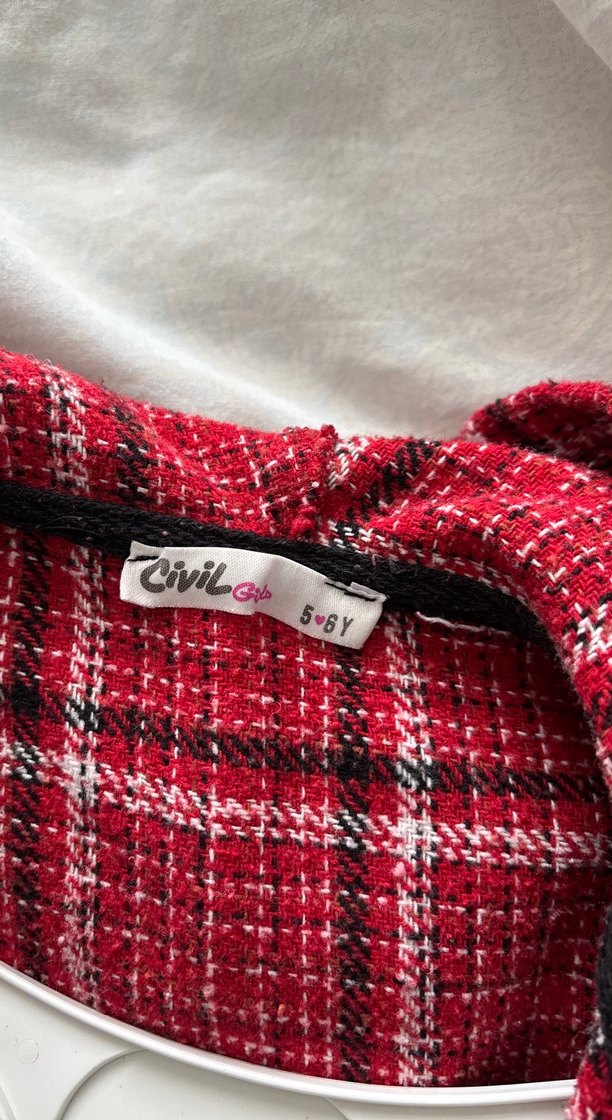 Düğmeli Kırmızı Ekose kız çocuk Gömlek - Görsel 3