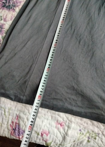 46 Beden Gri V Yaka Rahat Midi Elbise