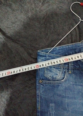 Kadın Mavi Midi Boy Dar Kesim Kot Pantolon - Görsel 4