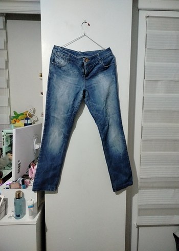 Kadın Mavi Midi Boy Dar Kesim Kot Pantolon - Görsel 2