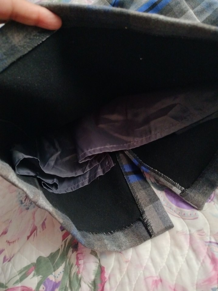 Ekose Desenli Mavi Gri Midi Etek - Görsel 4