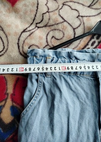 Kadın Mavi Loose Fit Midi Denim Pantolon - Görsel 3