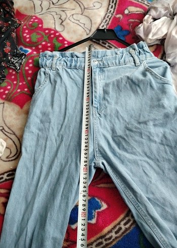 Kadın Mavi Loose Fit Midi Denim Pantolon - Görsel 4