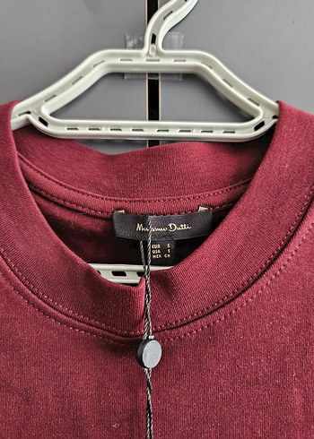 Massimo Dutti Bordo Kadın Kısa Kollu Tişört