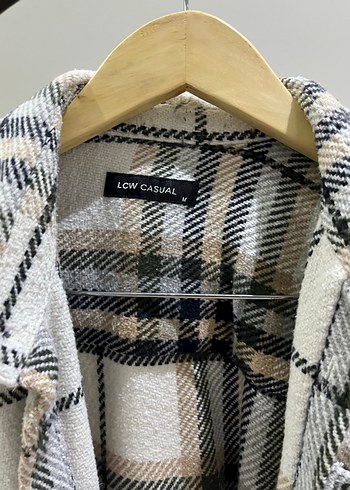 Düğmeli Ekose Gömlek Bej Renk - Görsel 2