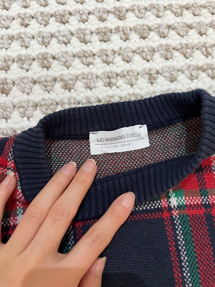 Ekoseli çocuk Kazak - Görsel 2