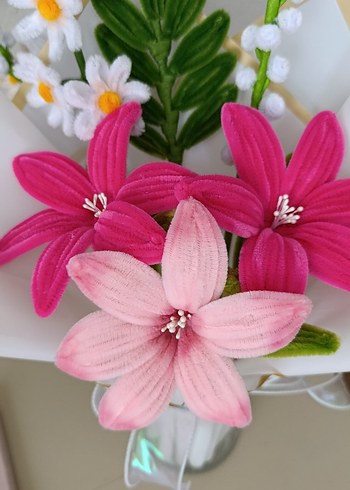 Pembe Pastel Renkli buket Çiçekler - Görsel 2