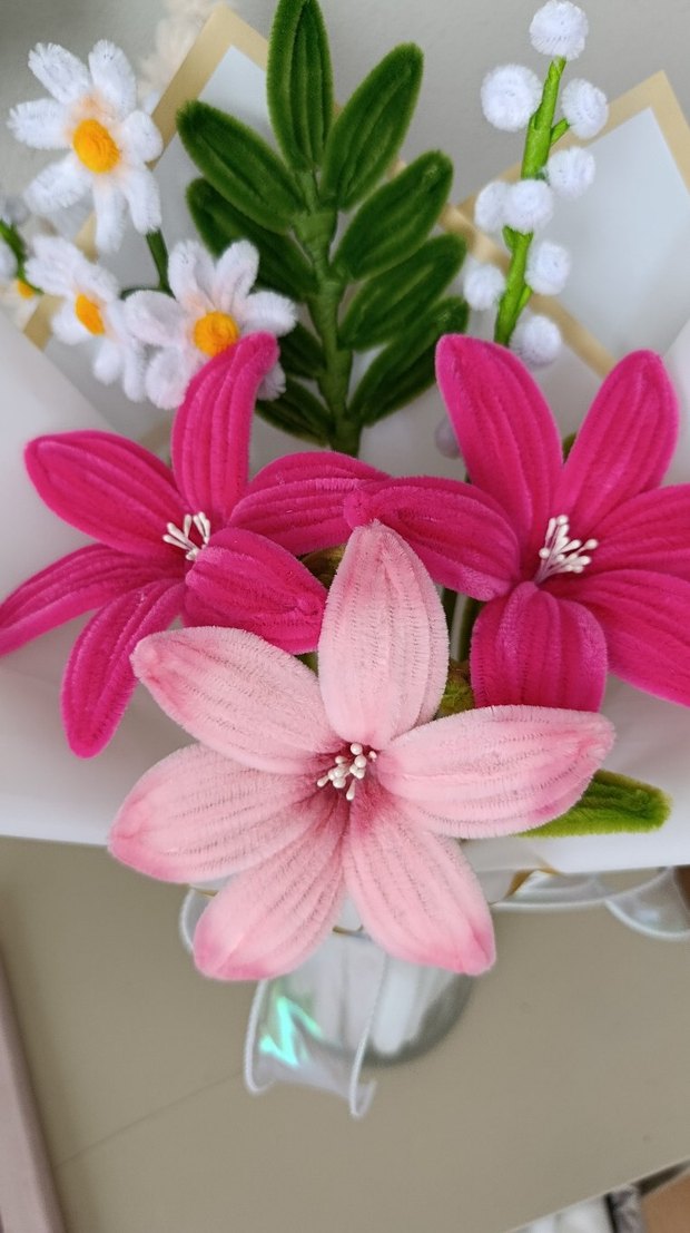 Pembe Pastel Renkli buket Çiçekler - Görsel 2