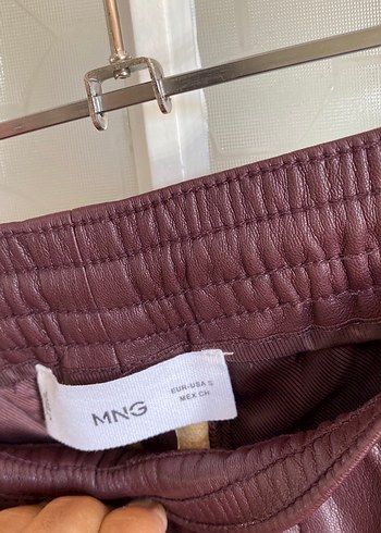 Mango Bordo Deri Kemerli Kadın Pantolon