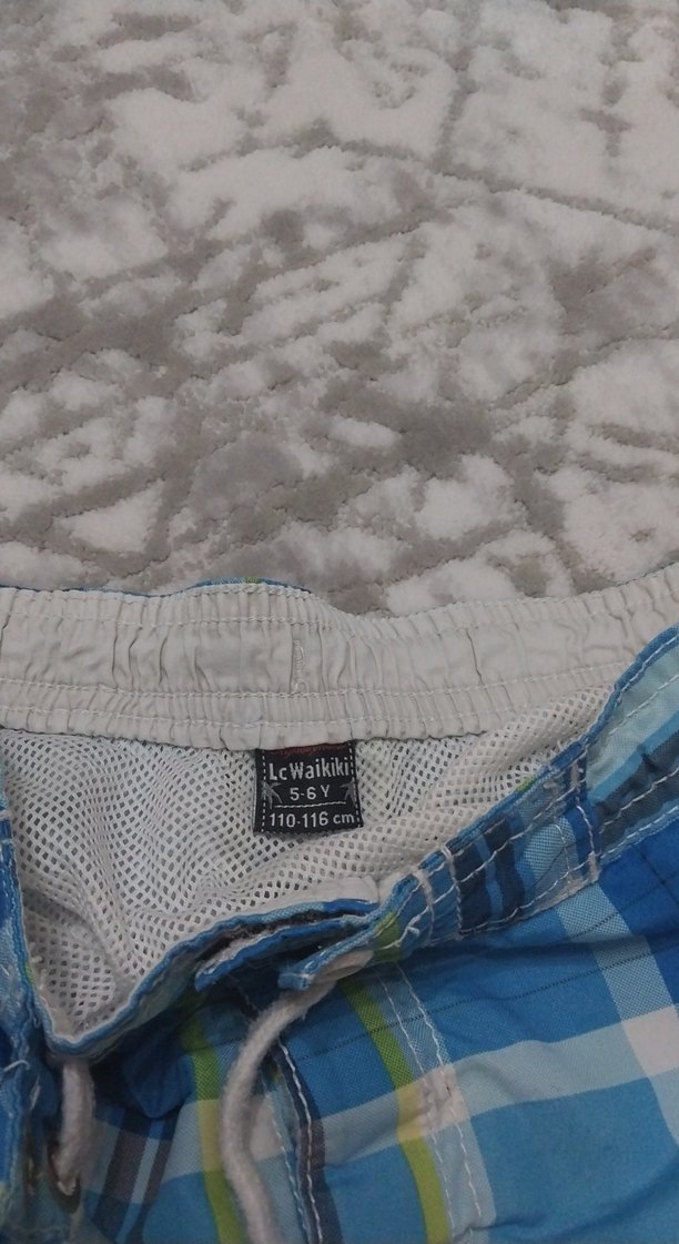 Erkek Çocuk Mavi Kareli Mayo Şort - Görsel 2