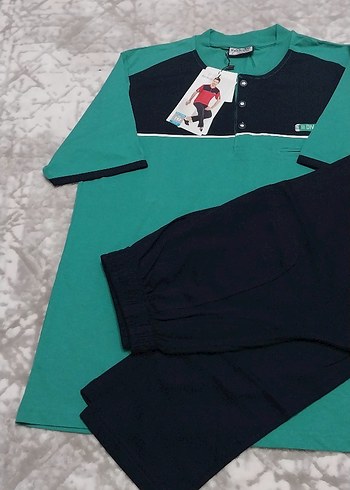 Düğmeli Kısa Kollu Erkek Pijama Takımı - Görsel 6