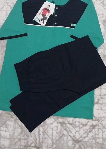 Düğmeli Kısa Kollu Erkek Pijama Takımı - Görsel 2