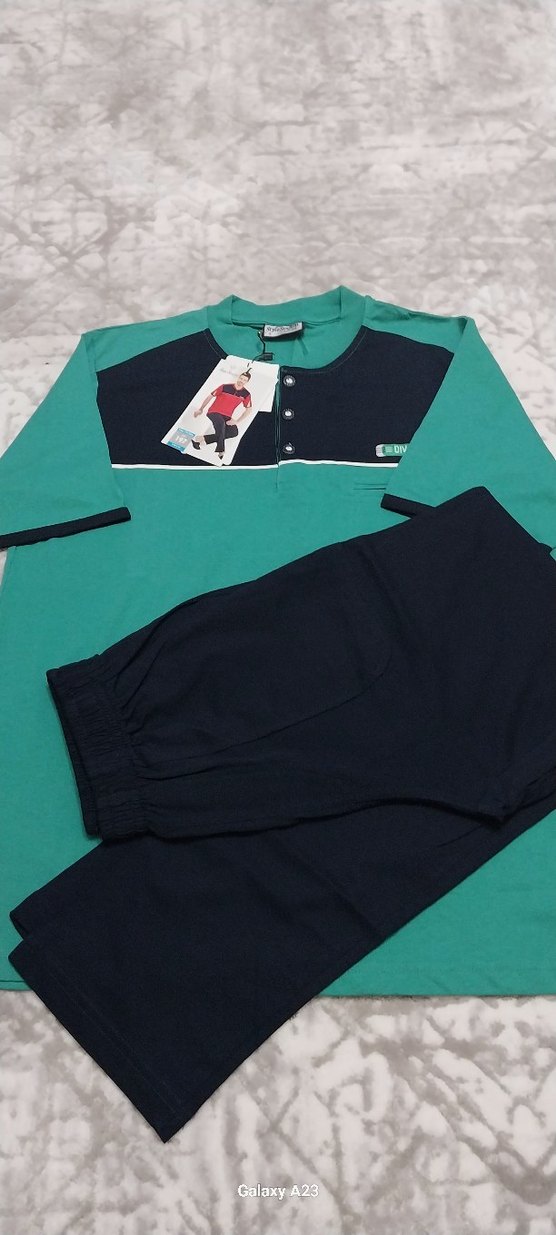 Düğmeli Kısa Kollu Erkek Pijama Takımı - Görsel 5