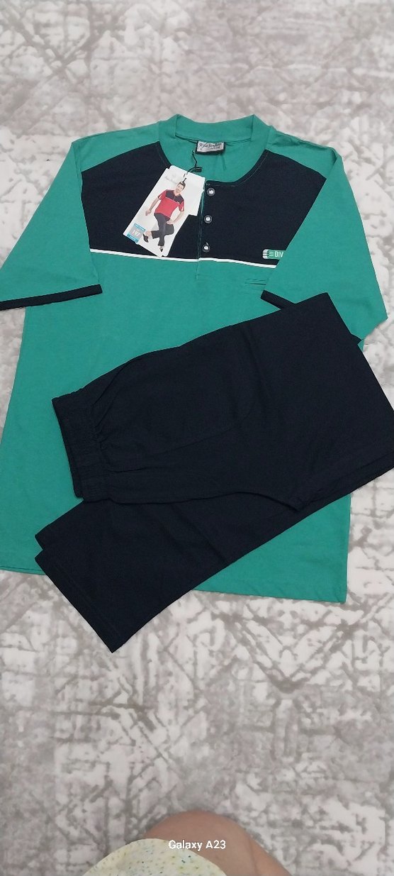 Düğmeli Kısa Kollu Erkek Pijama Takımı - Görsel 2