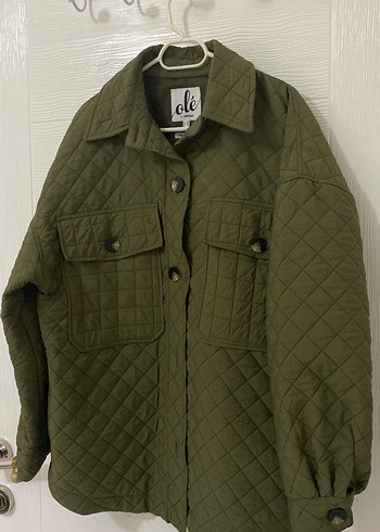 Düğmeli Haki Kadın Mont - Görsel 4