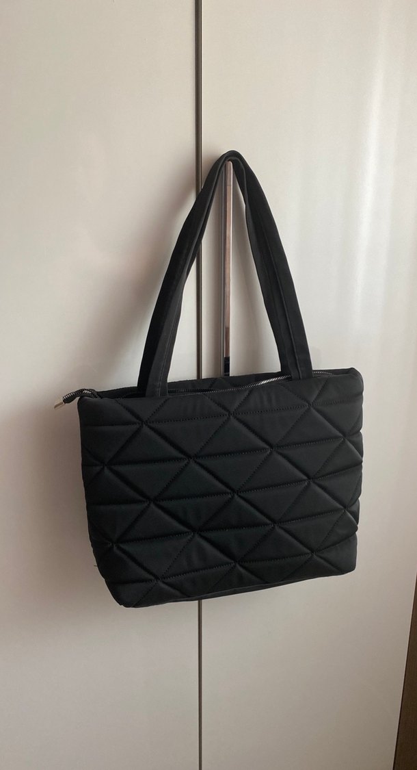 Siyah Fermuarlı Kadın Omuz Çantası - Görsel 2