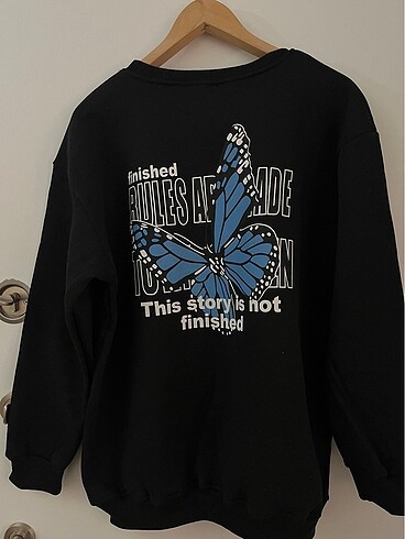 Ön Sırt Kelebek Baskılı Oversize Sweatshirts