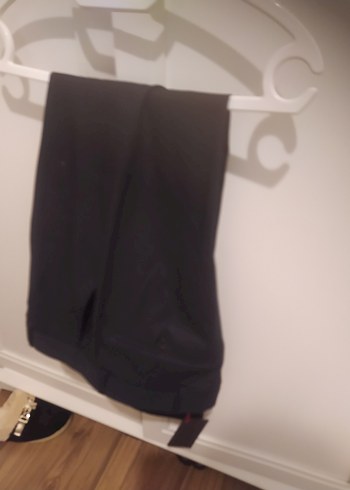 Süvari Düğmeli Siyah Erkek Ofis Pantolonu