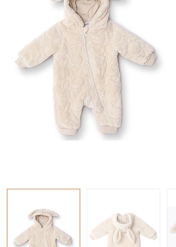 Kapüşonlu Beyaz Kürklü Bebek Tulumu - Görsel 2