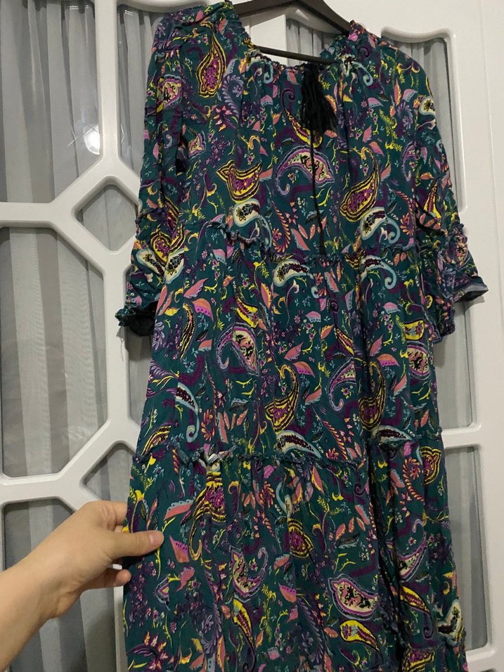 Bohem Çok Renkli Uzun Elbise - Görsel 2