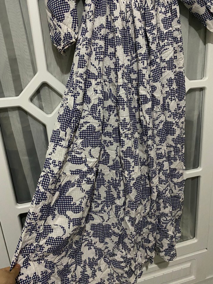 Uzun Kollu Bohem Desenli Kadın Elbise - Görsel 3