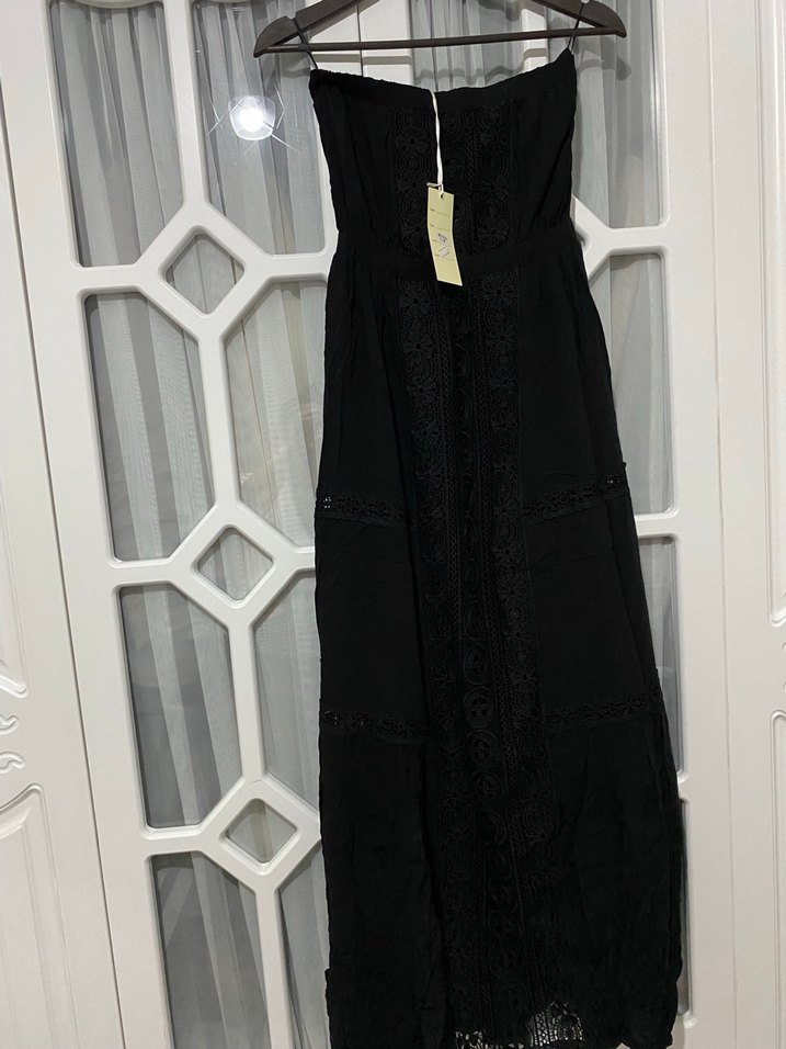 Nakışlı Siyah Bohem Uzun Elbise - Görsel 2