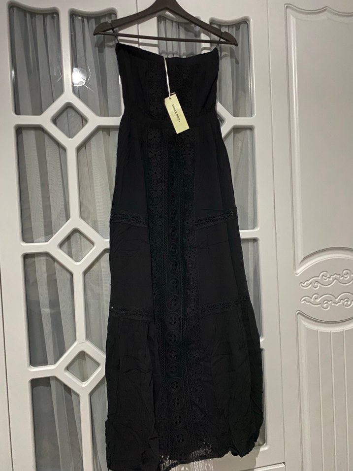 Nakışlı Siyah Bohem Uzun Elbise - Görsel 3