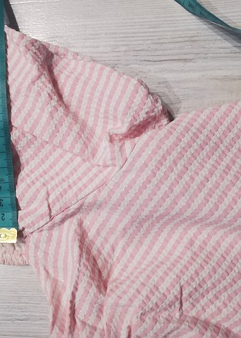 Koton marka Pembe beyaz çizgili Mini çocuk Bluz - Görsel 3