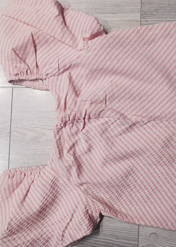 Koton marka Pembe beyaz çizgili Mini çocuk Bluz - Görsel 5