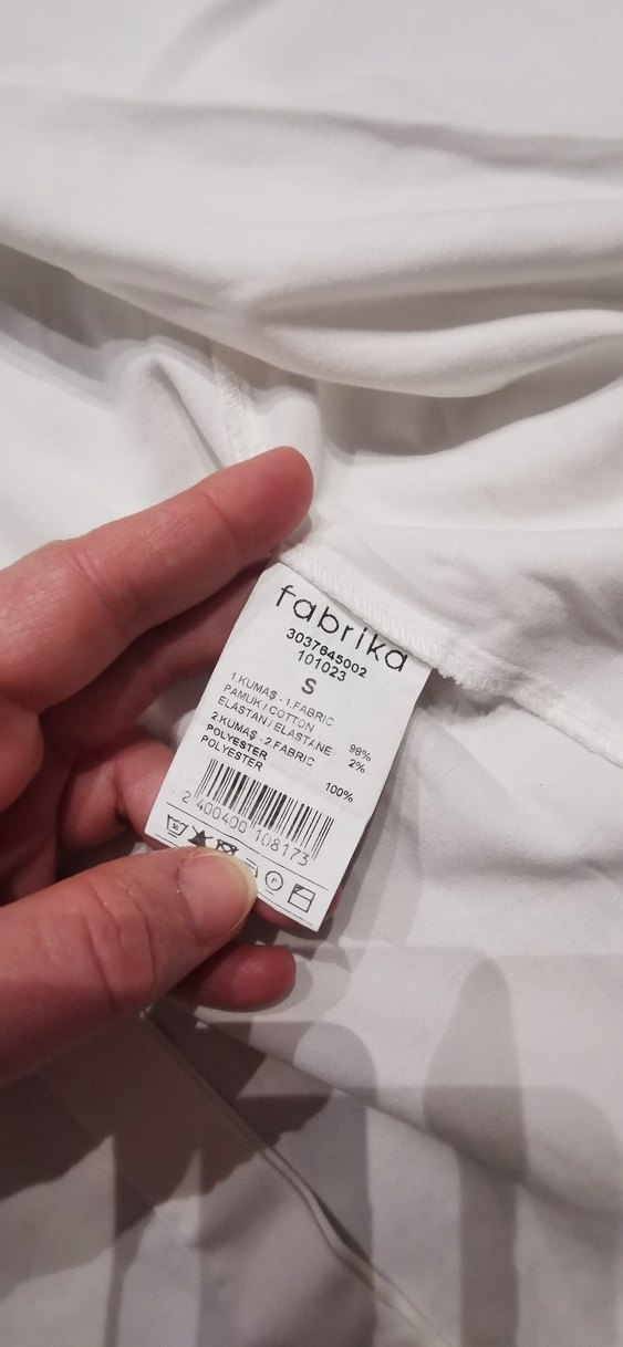 Fabrika marka beyaz Kolsuz Keten Gömlek - Görsel 5