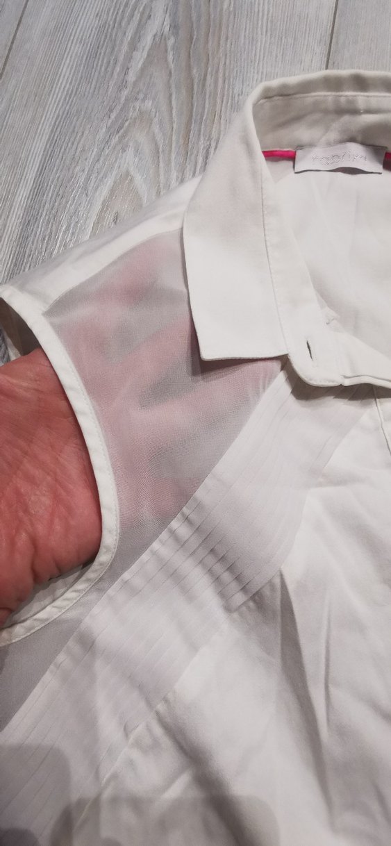 Fabrika marka beyaz Kolsuz Keten Gömlek - Görsel 3